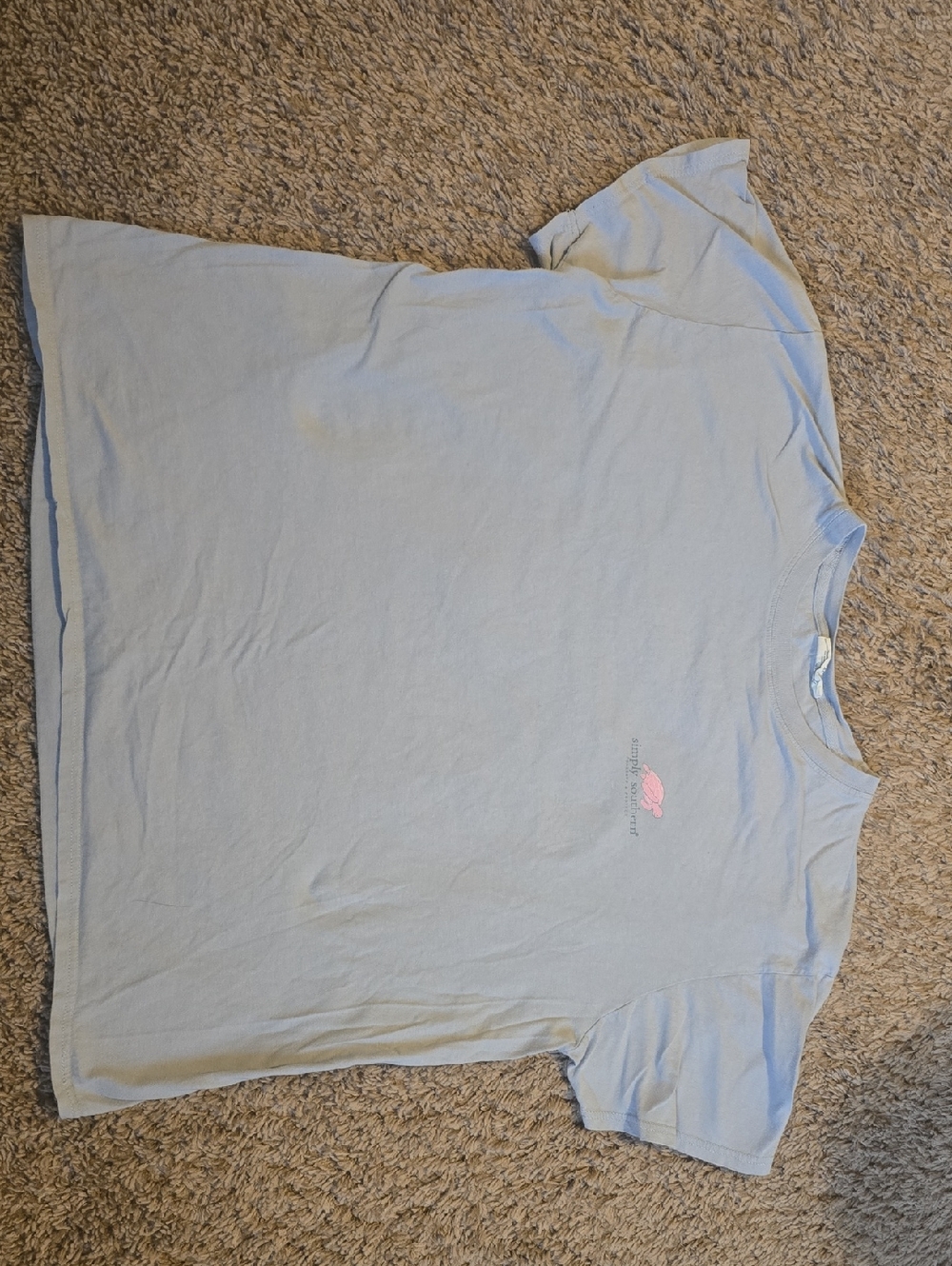 Simply Southern Light Blue Tee with Pink Turtle Graphic